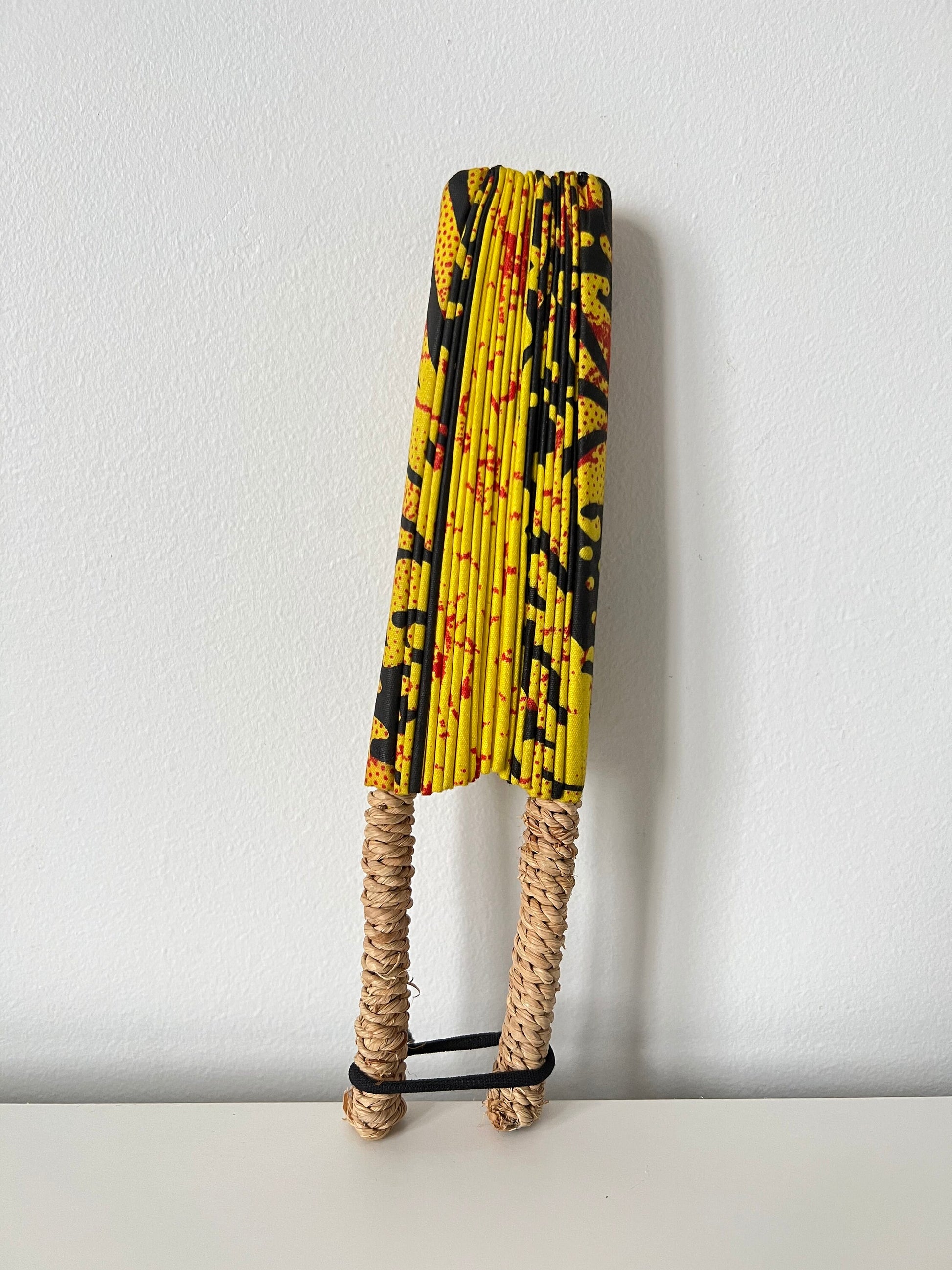 African fabric/ Wax/ Ankara hand fan - Yellow Sun