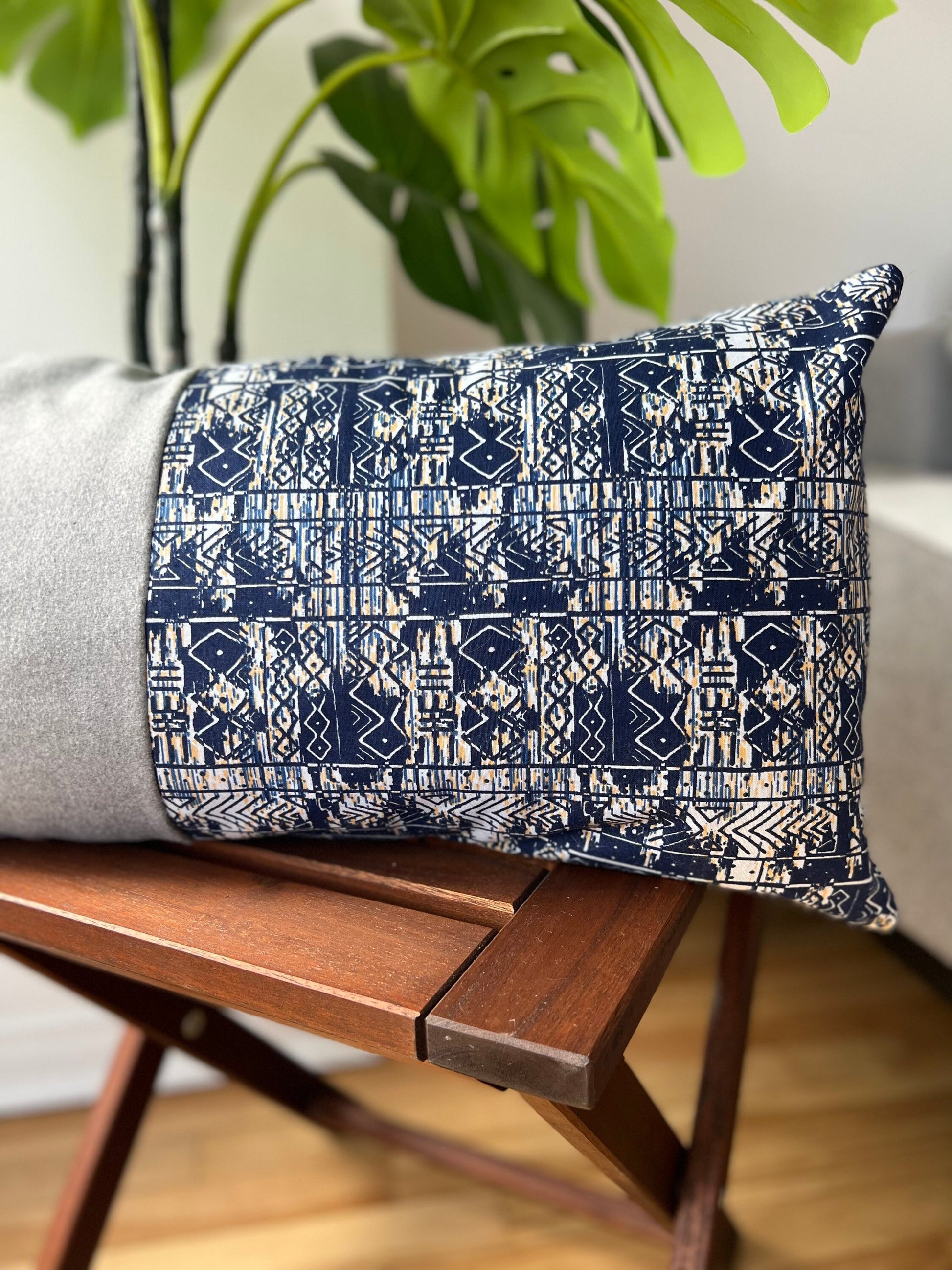 Cashmere&wax fabric - Modern design throw pillow (Édem fabric) rectangle - African print
