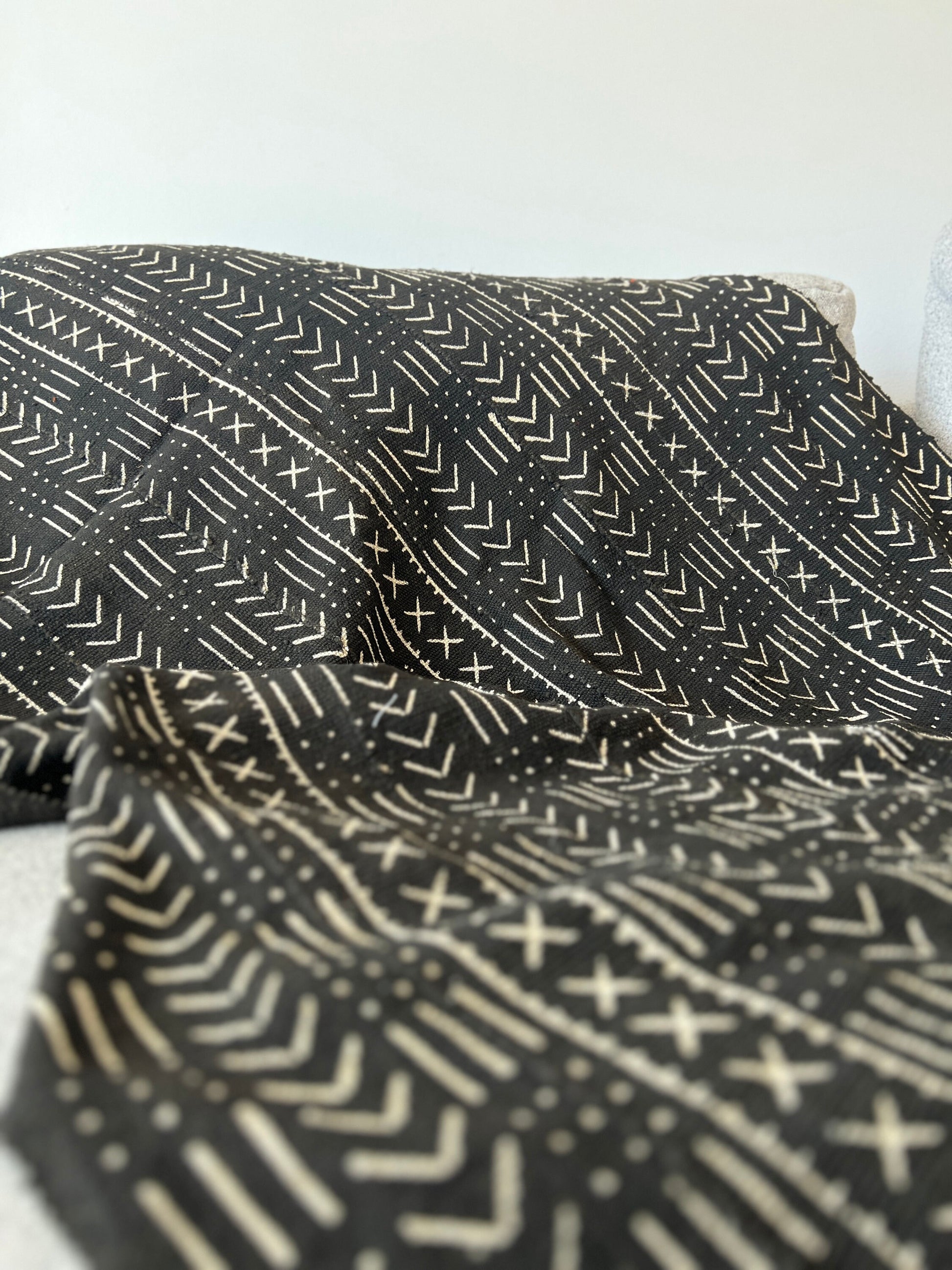 Authentic African Mudcloth fabric (Blanket/Throw) | Black - White - Burgundy
