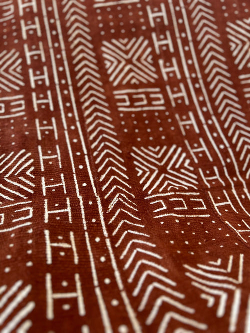 Authentic African Mudcloth fabric (Blanket/Throw) | Black - White - Burgundy